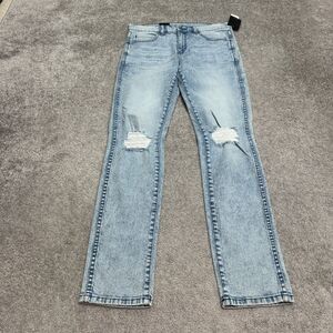 Dr. Denim Snap Tight Slim Distressed Denim Jeans Mens 34x32 Light Mist Blue NWT